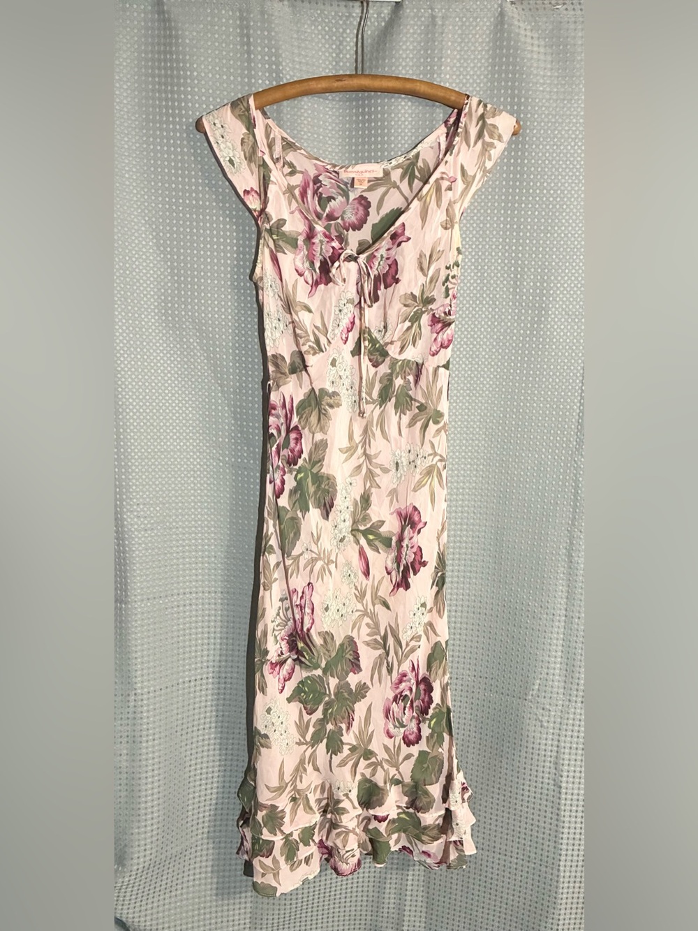 Mannequines 100% Silk Floral Fairy Dress Sz M Whimsy USA Made Ruffles 90s Y2K